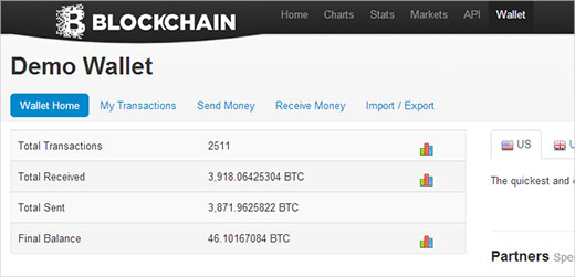 Blockchain.info a web based Bitcoin Wallet