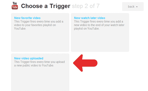 Choose New Video Uploaded as trigger for this recipe