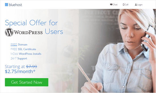 Bluehost offer for WordPress Dentists Websites